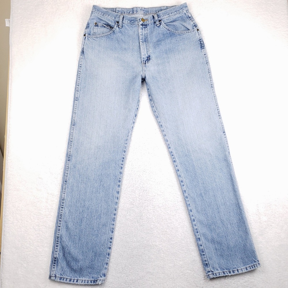 Wrangler Mens Regular Fit Straight Leg Light Wash Denim Jeans 35x34 96501DS